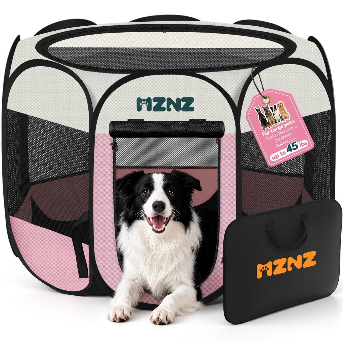 MZNZ Dog Cat Small Animal Puppy Playpen Crate, Small, Pink