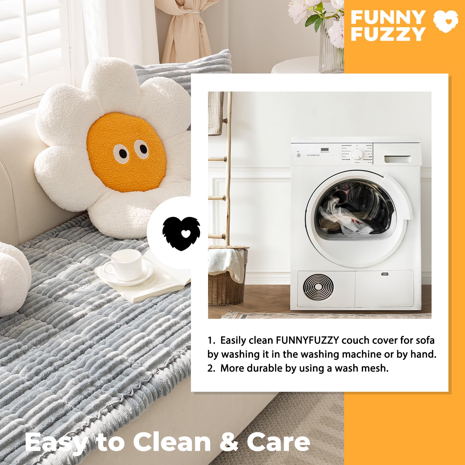 FUNNY FUZZY Couch Covers for Dogs, Non-Slip Pet Sofa Cover 27.6"×82.7"