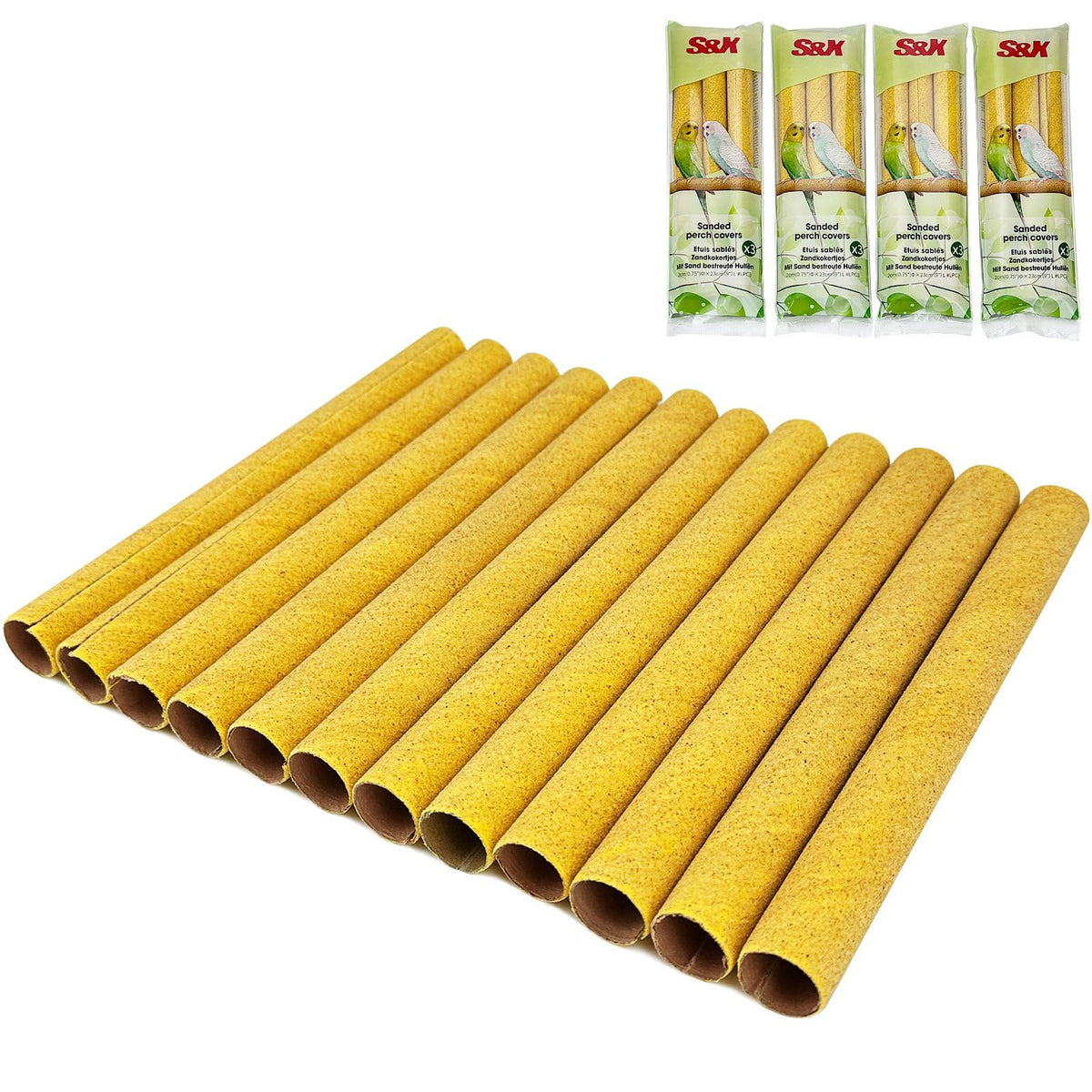 S&X Sanded Perch Covers for Parakeets, Lovebirds, Parrotlets, Finches, Canaries, Large Perch Covers 3/4" Diameter X 9" Long, 3-Pack
