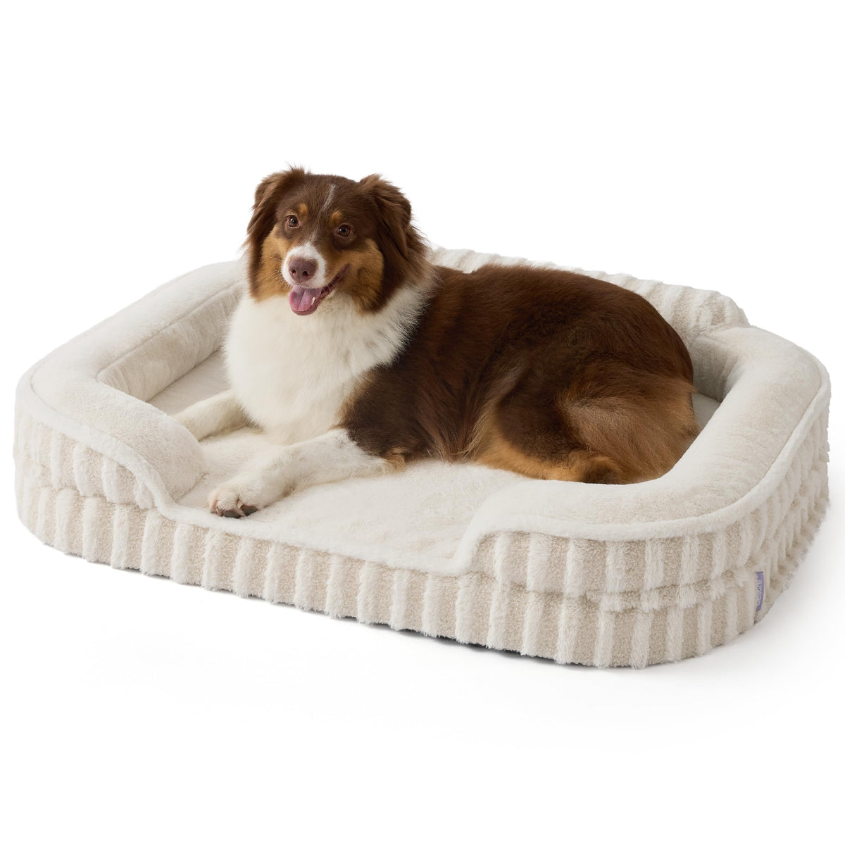 LE SURE Cute Cozy High Back Orthopedic Dog Beds Large Sized Dog,35" Beige
