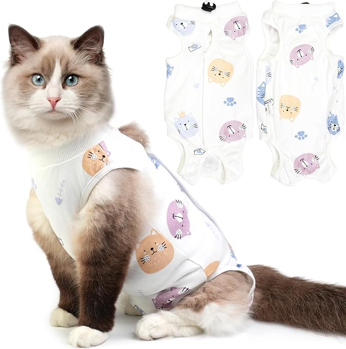 Hpetppy Cat Recovery Suit for Spay Abdominal Wounds, Kitten Onesie Bodysuit for Cats After Surgery, Cat Surgery Recovery Suit Female Cone of Shame Alternative for Cats Anti Licking (Red,M)