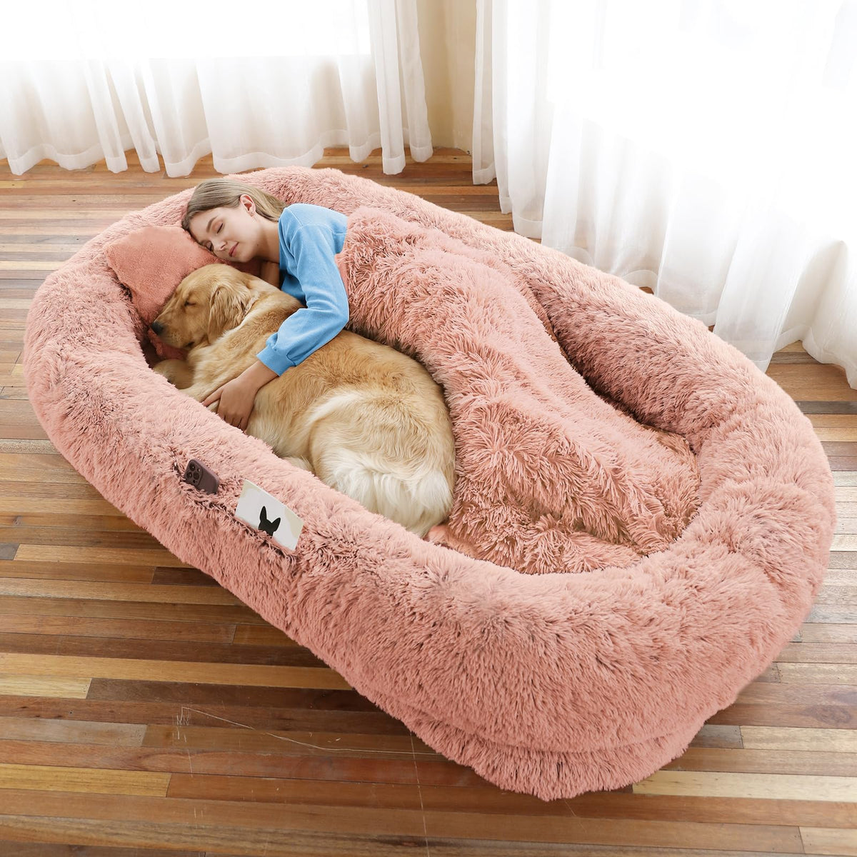 WROS Human Dog Bed for Adult, 71"x45"x12" Giant Calming Nest Beds, Grey