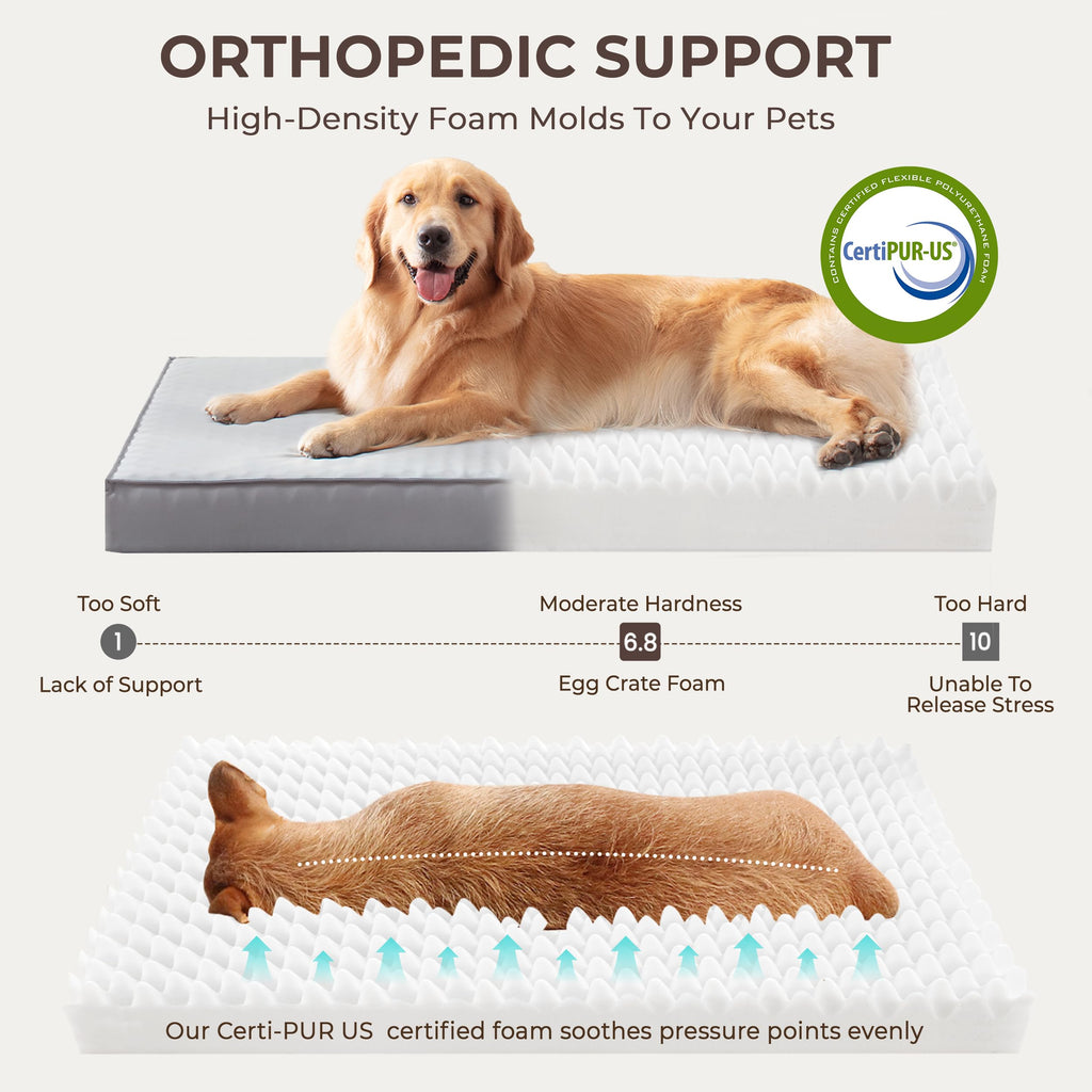 Warmrest 2-Pack Dog Bed Medium Size Dogs, Waterproof Orthopedic Dog Mattress for Large Dogs, Washable Dog Crate Bed with Removable Cover, Light Grey, 55"