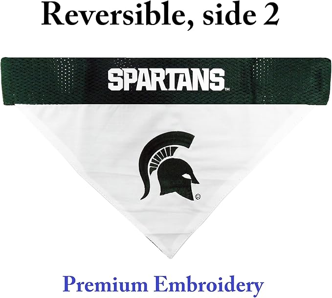Pets First Collegiate Pet Accessories, Reversible Bandana, Michigan State Spartans, Large/X-Large
