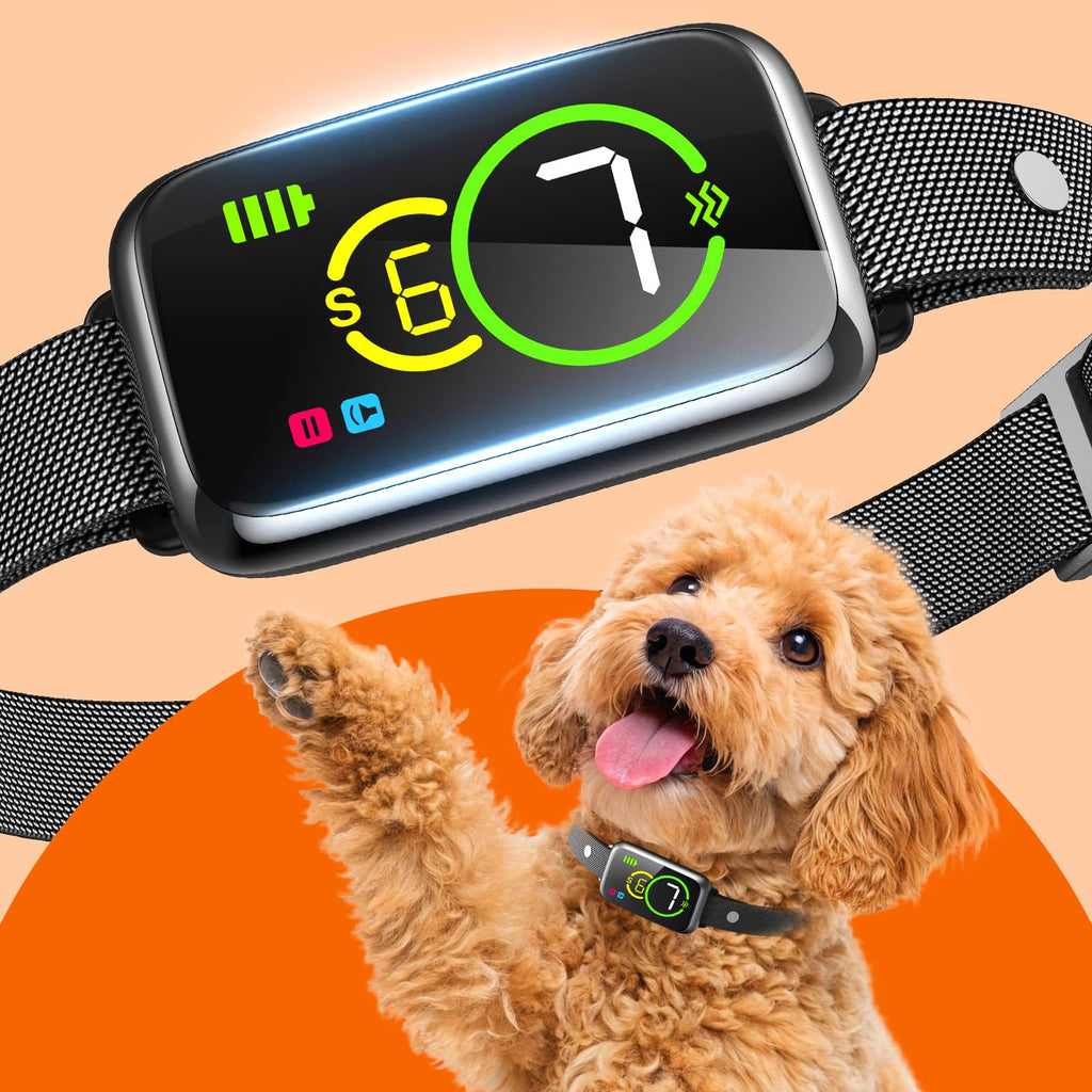 1S Stop Barking Smart Dog Bark Collar, Humane Anti Barking Device with Beep & Vibration, 7 Adjustable Sensitivity, Ultra-Light Bark Collar for Small Medium Large Dogs (Black, 1 Pack)