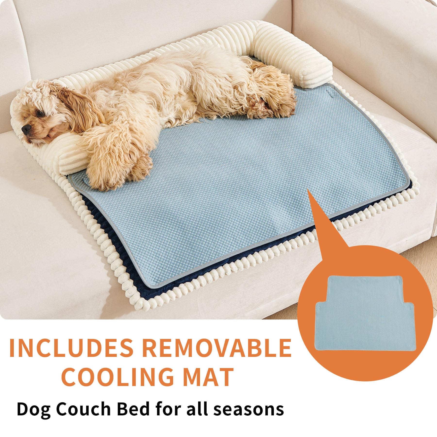 HAOMAIJIA Dog Couch Bed for Large Dogs, Non Slip Pet Couch Covers for Sofa Thick Soft Washable Dog Couch Cover Protector All Seasons Universal Dogs and Cats Bed Mat (Navy Blue, Large)