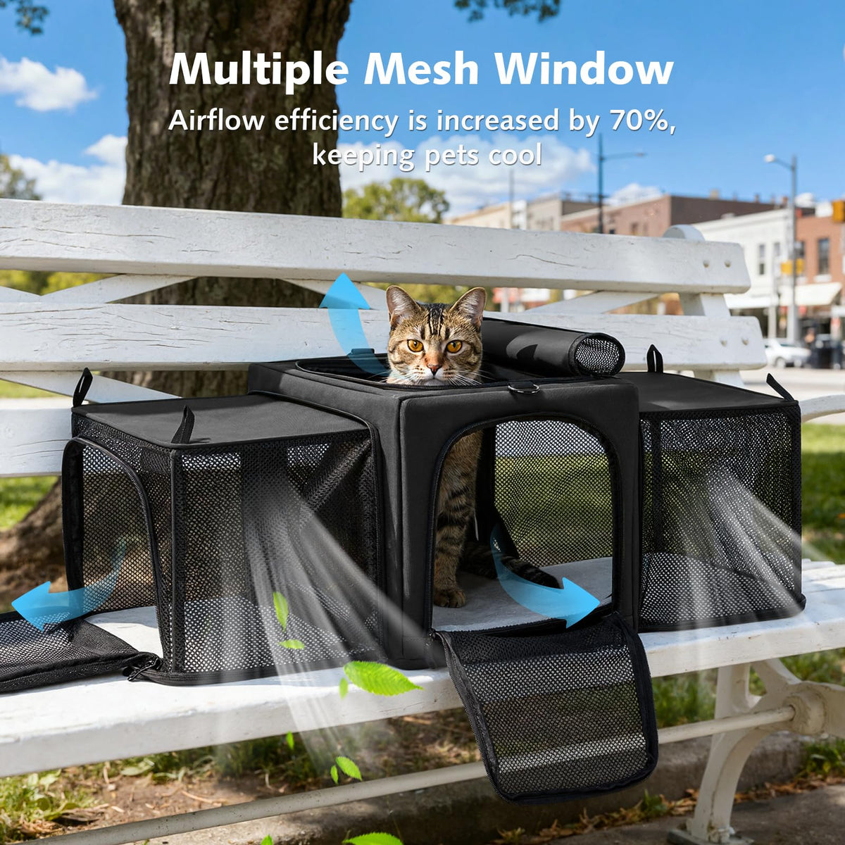 Pecute Cat Carrier Expandable, Stable Pet Carrier,Dark Gray