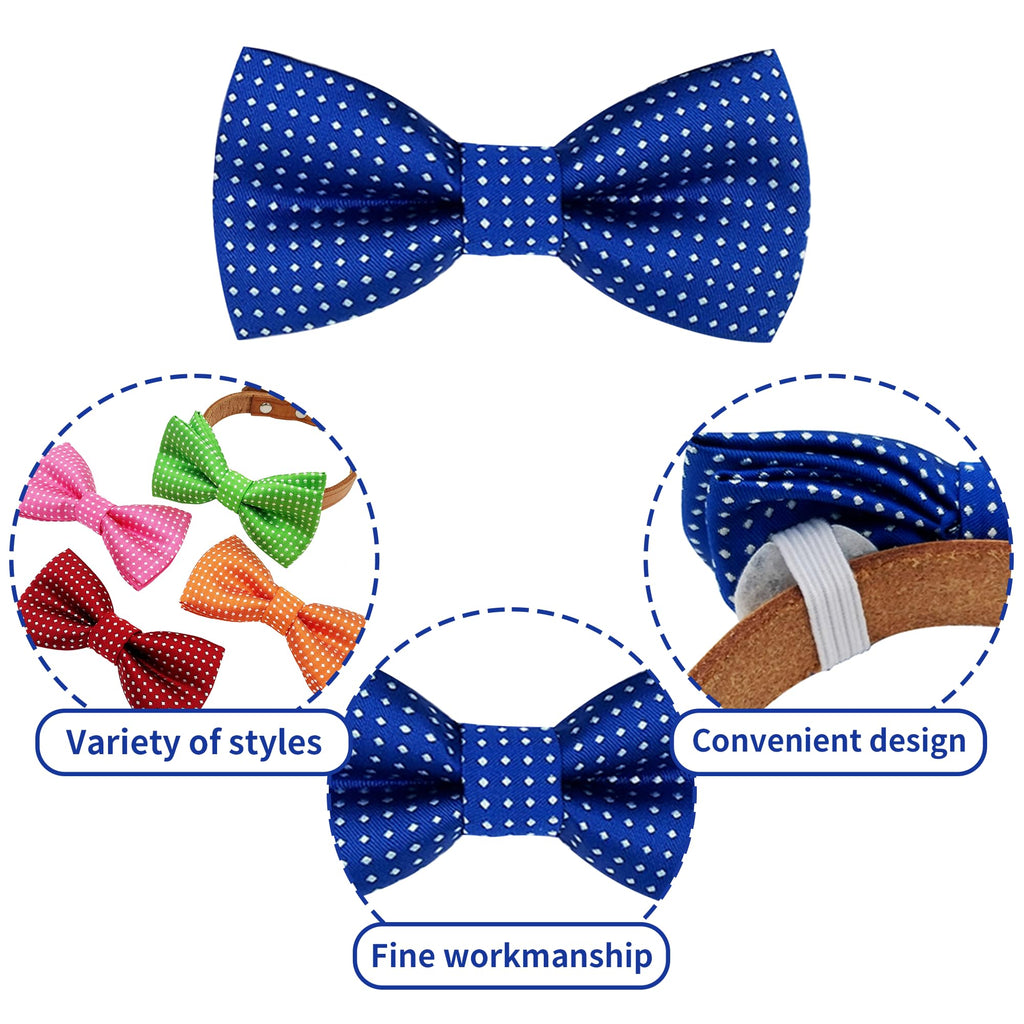 PET SHOW 8 Colors Dot Small Dogs Collar Embellishment Attachment Bow Ties Puppies Cats Collar Charms Accessories Slides Bowties for Birthday Wedding Parties Assorted Pack of 8