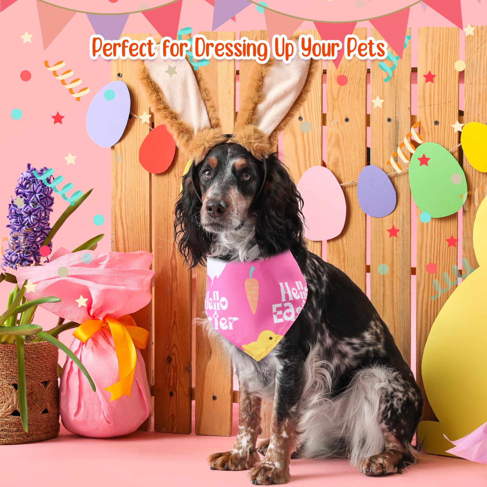 Chunful 50 Pcs Easter Bandanas for Dog Pet Bandanas Bulk Dog Triangle Scarf Bib Seasonal Pet Costume Adjustable Cat Outfit Washable Bids Kerchief for Small Medium Puppy