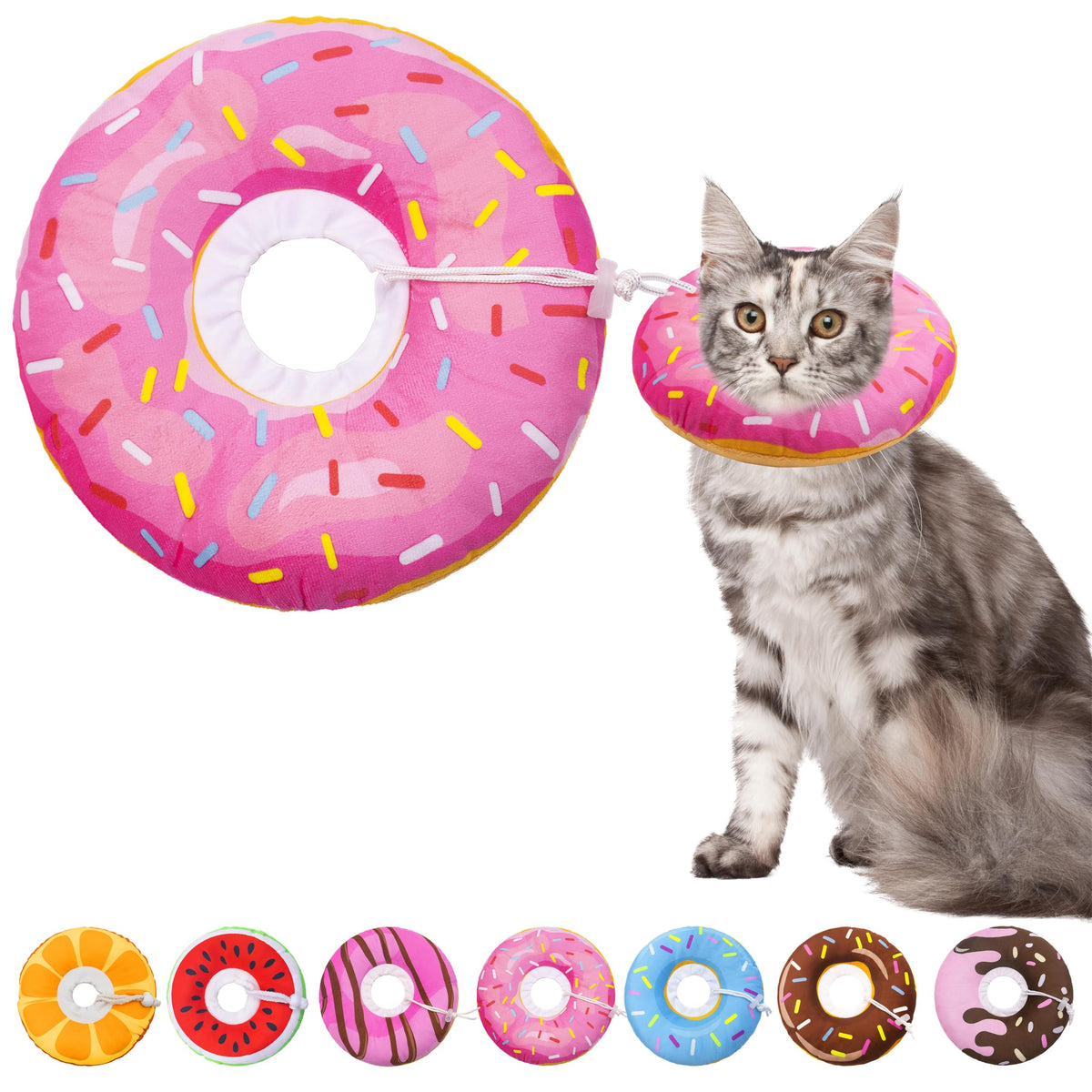 Seyezo Cat Cone Collar Soft, Adjustable Cat Recovery Cone, Orange, Small