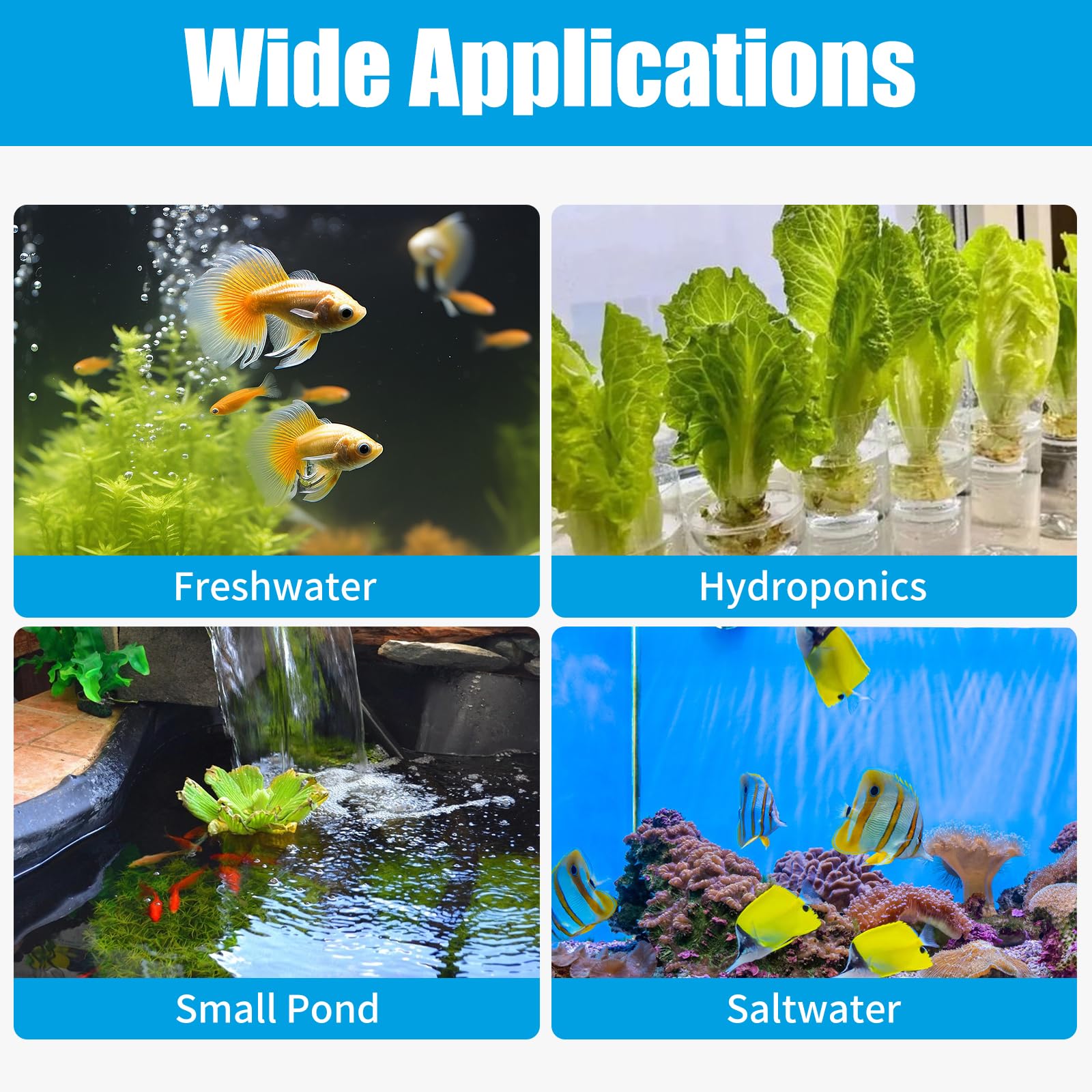 AQUANEAT Aquarium Air Pump, 150 Gals Fish Tank Air Bubbler, Adjustable Dual-Outlet Hydroponic Oxygen Aerator with Stones, Airline Tubing, Check Valves