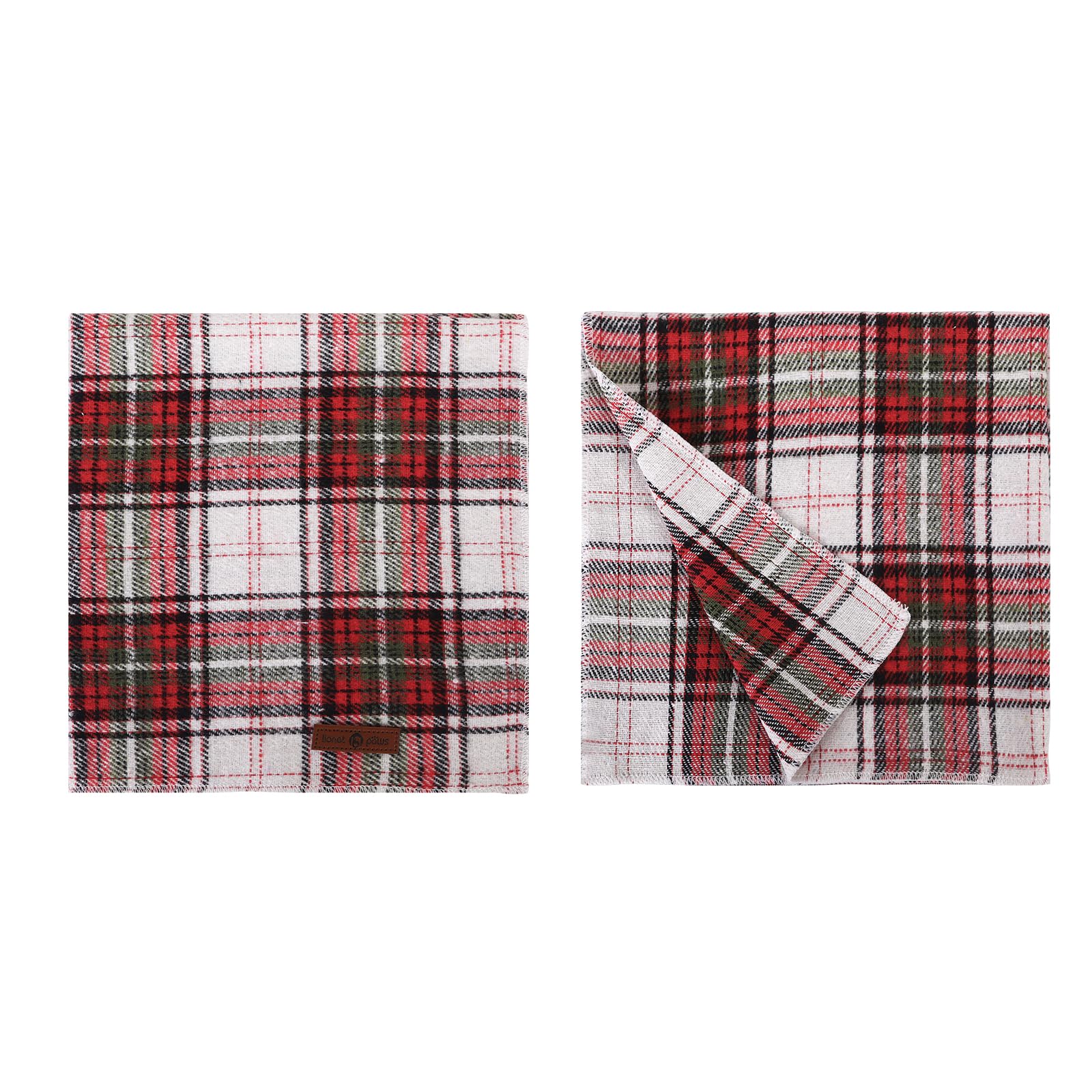 Lionet Paws Christmas Dog Bandana Washable Cotton Handkerchief Scarf Triangle Red Green Plaid Grey Dog Bandanas for Small Medium Large Dogs Girl Boy
