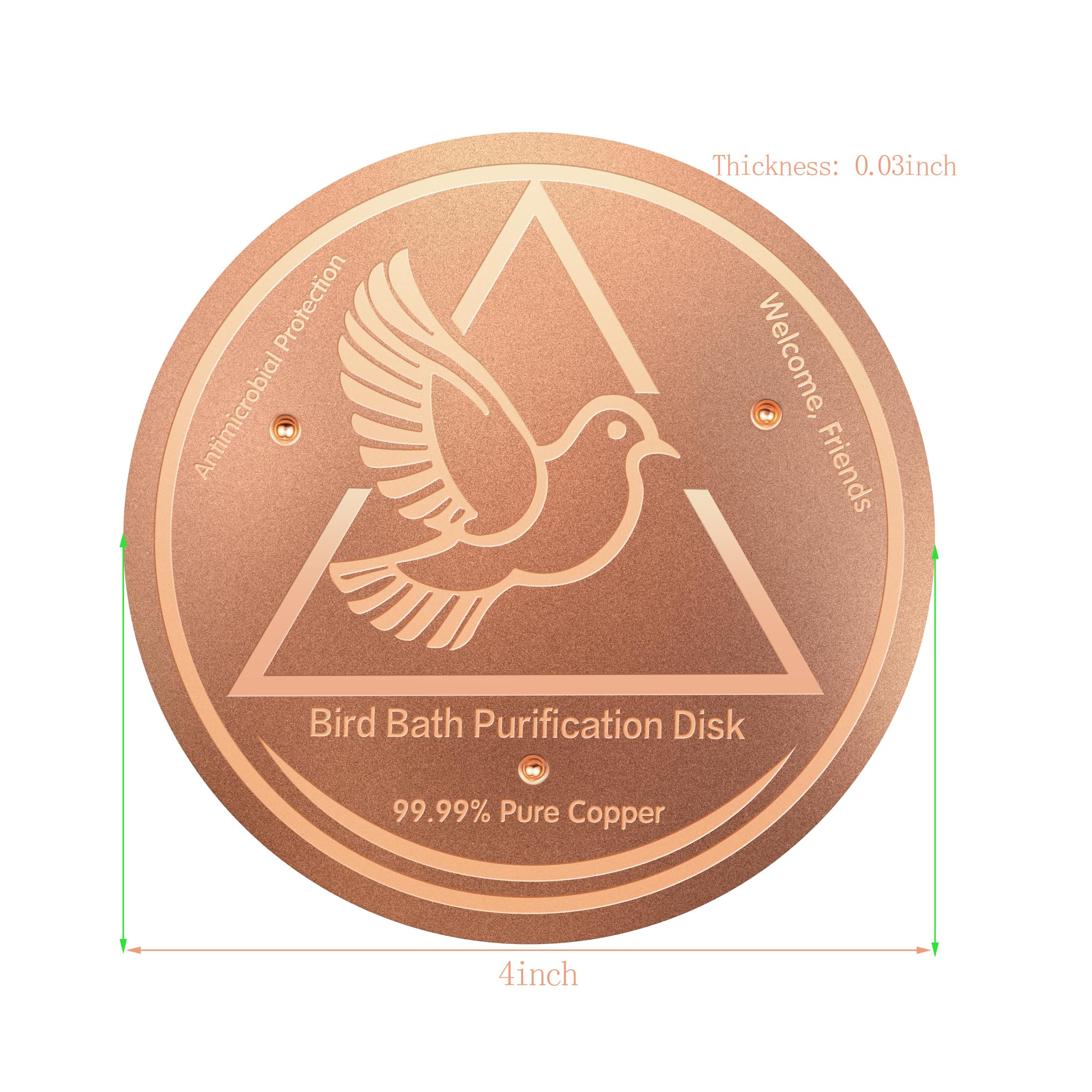 GOHUOX Bird Bath Purification Disk, 99.99% Copper Disc for Bird Bath Copper Disk Cleaner Safe for Outside Birds Fountain Disc Accessories, Fit for Outdoor Birdbath Bowl (3 pcs)