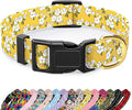 Reflective Dog Collar for Extra Small Dogs, Cute Flower Theme Adjustable Heavy-Duty Nylon Puppy Collar for Boy and Girl Female, Soft Pet Accessories with Quick Release Buckle, Yellow
