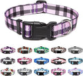 Mercano Adjustable Dog Collar - Special Design Patterns, Soft Nylon Comfortable Durable Pet Collar for Small Medium Large Dogs (XS, Purple Plaid)