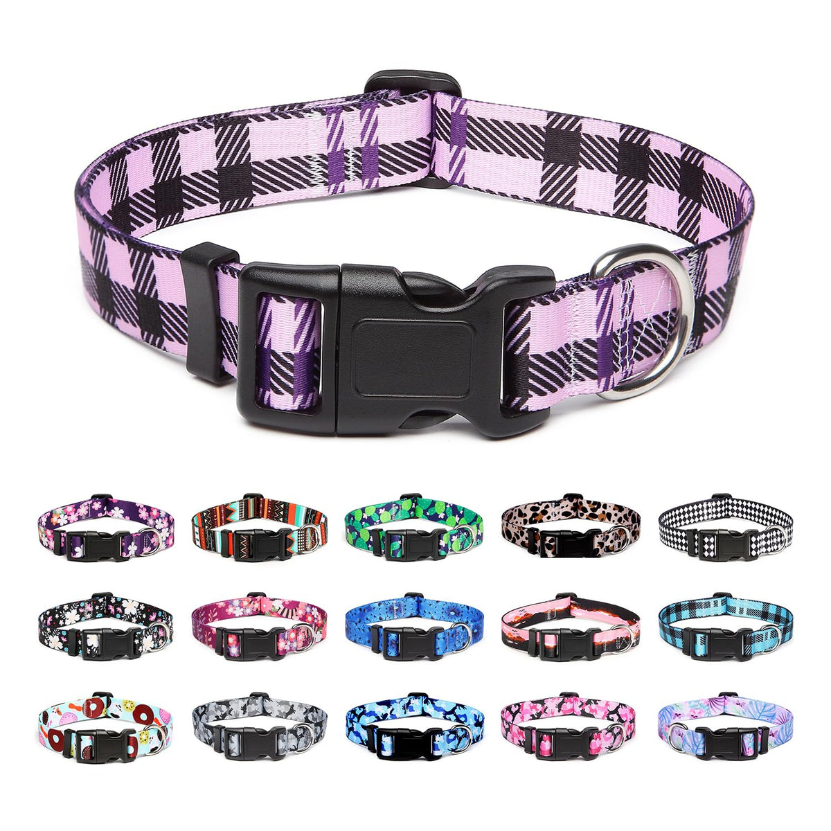 Mercano Adjustable Dog Collar - Special Design Patterns, Soft Nylon Comfortable Durable Pet Collar for Small Medium Large Dogs (S, Rhomb)
