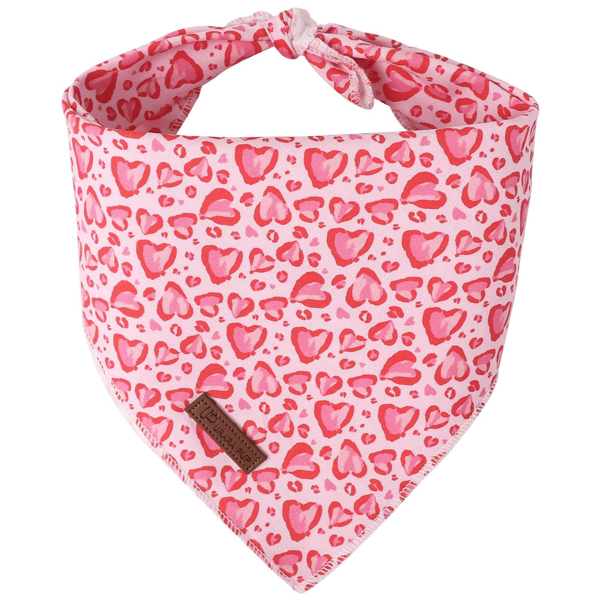 UP URARA PUP Valentine Dog Bandana - Pink Heart Triangle Bib Scarf for Small Medium Pets, Cotton Kerchief for Girl Boy Dogs or Cats, Red Puppy Bandana