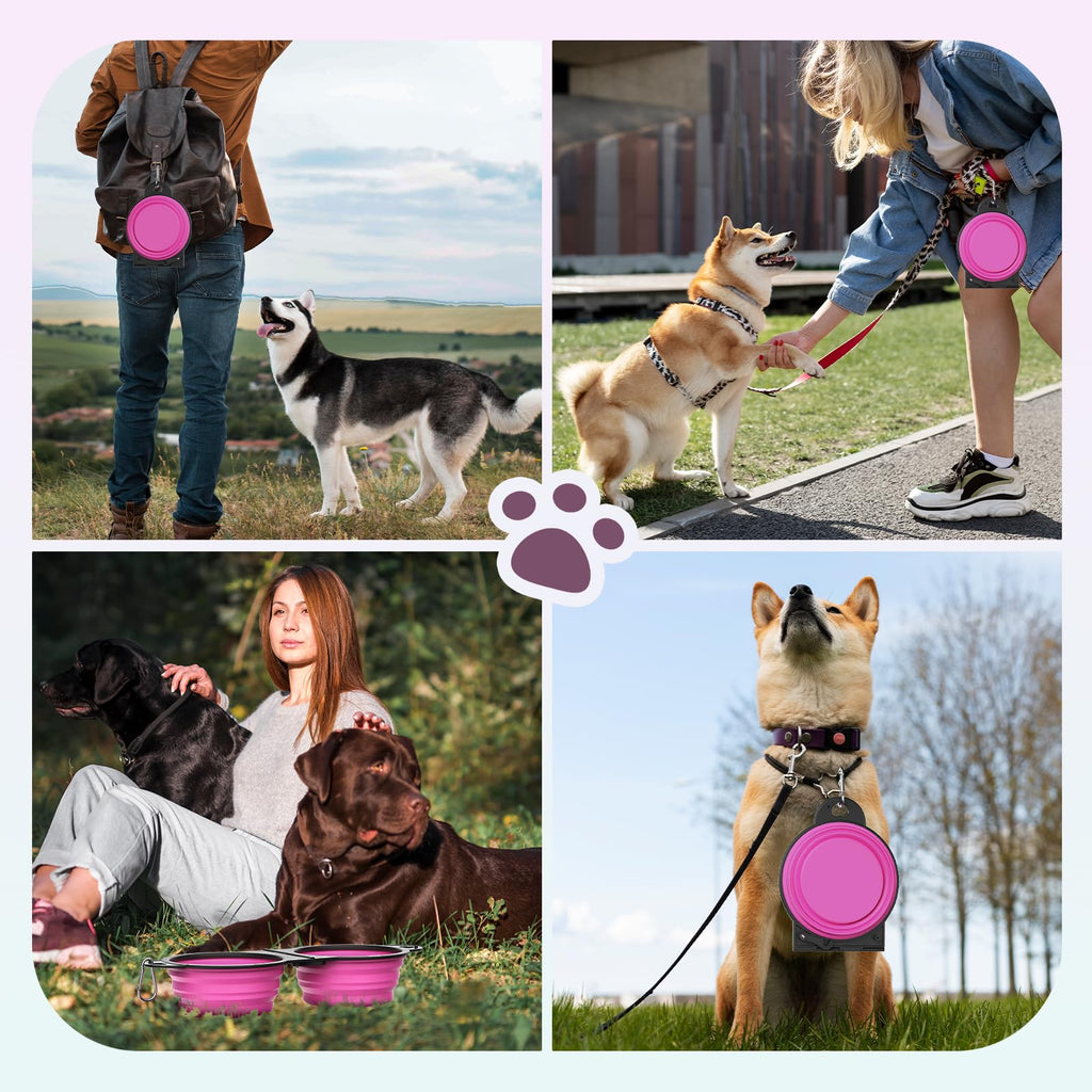 Pawaboo 2-in-1 Collapsible Dog Bowls, 180° Flip Over Dual Puppy Bowls