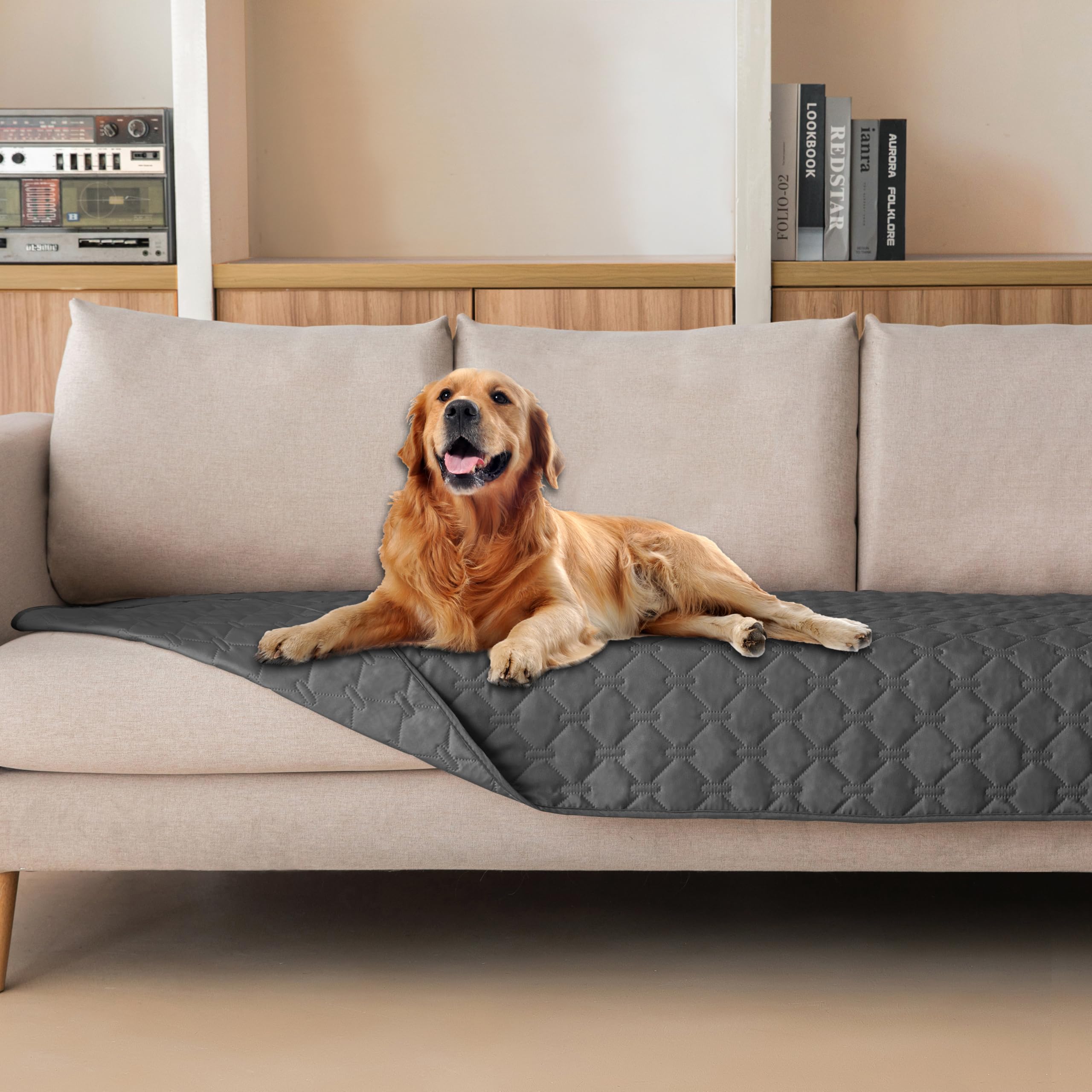 gogobunny 3X Stronger Waterproof Pet Blanket, Scratch Proof Furniture Protector for Dogs Cats, Reversible Cover 82x120 Inch — 30x80 Inch (Pack of 1)