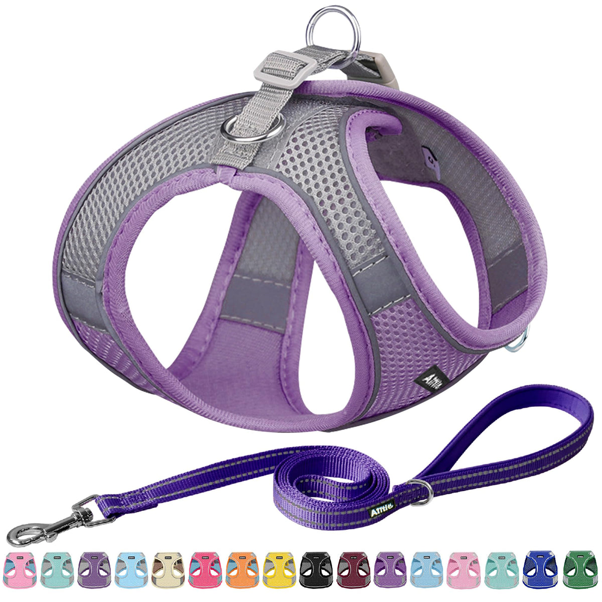 AIITLE Medium Dog Harness and Leash Set, Step-in Puppy Pet Vest, Orange M