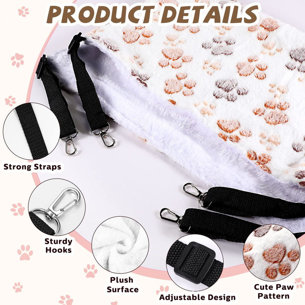 Geelin 4 Pcs Cat Hammock for Cage Soft Hanging Pet Hammock Bed with Adjustable Straps and Metal Hooks Double Sided Bed for Large & Small Cats Ferret Rat Sugar Glider(Paw,16 x 20 Inch)