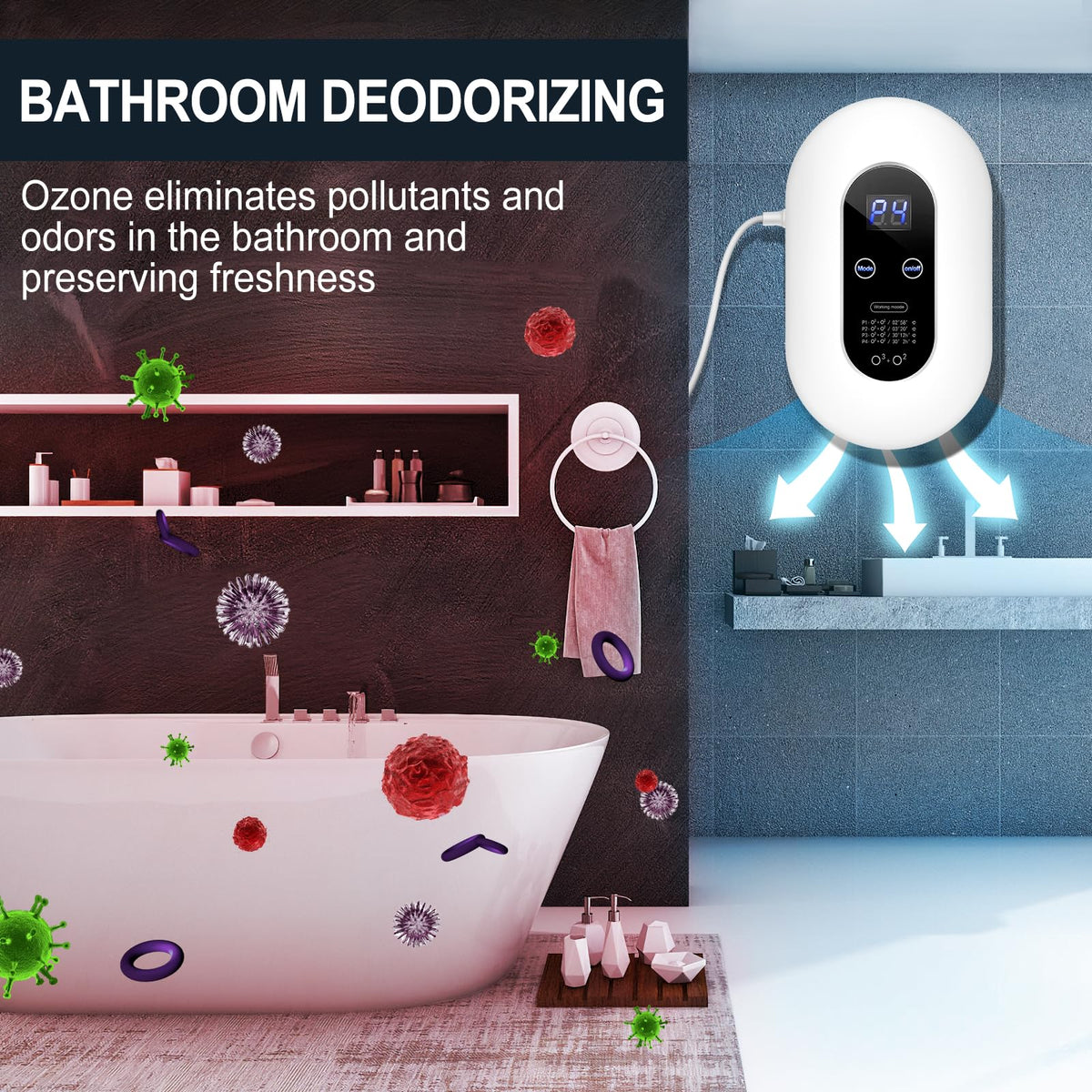 Ozone Odor Eliminator for Strong Odor 99% Cat Litter Deodorizer Dog Poof