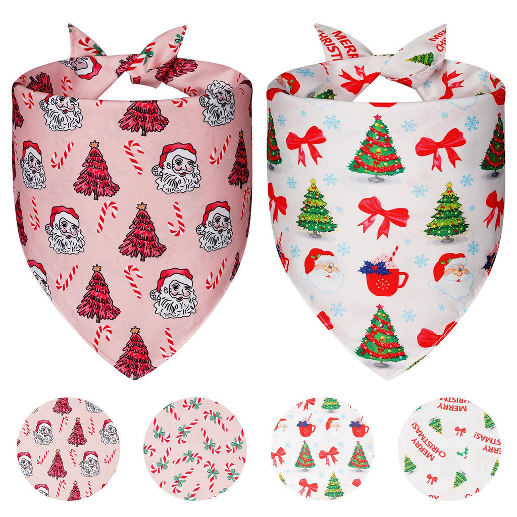 Agroon Cute Christmas Dog Bandanas Small 2PCS, Holiday Scarf for Boy Girl