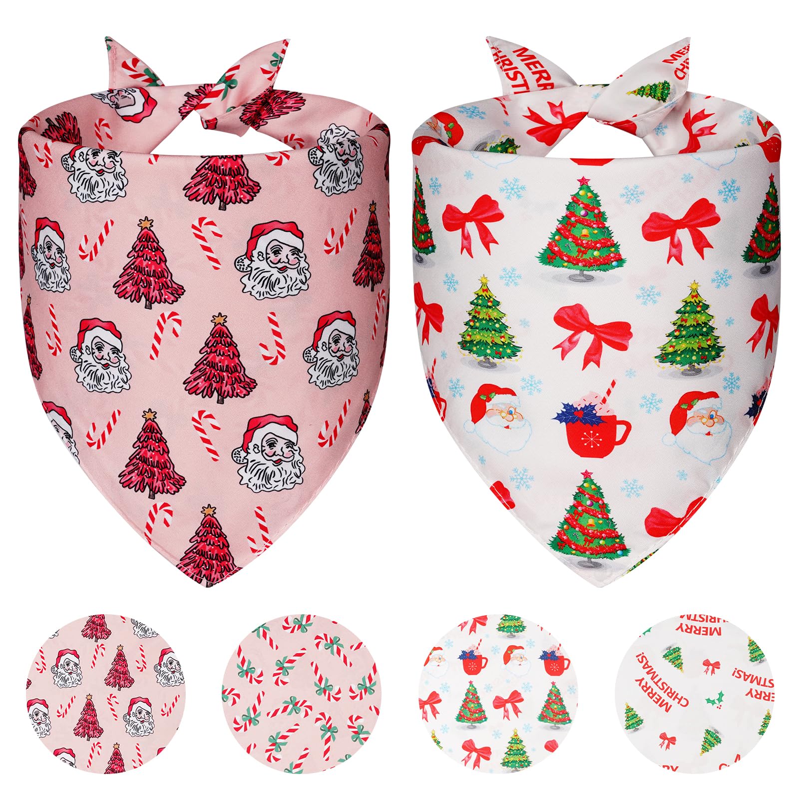 Agroon Cute Christmas Dog Bandanas Small 2PCS, Holiday Scarf for Boy Girl
