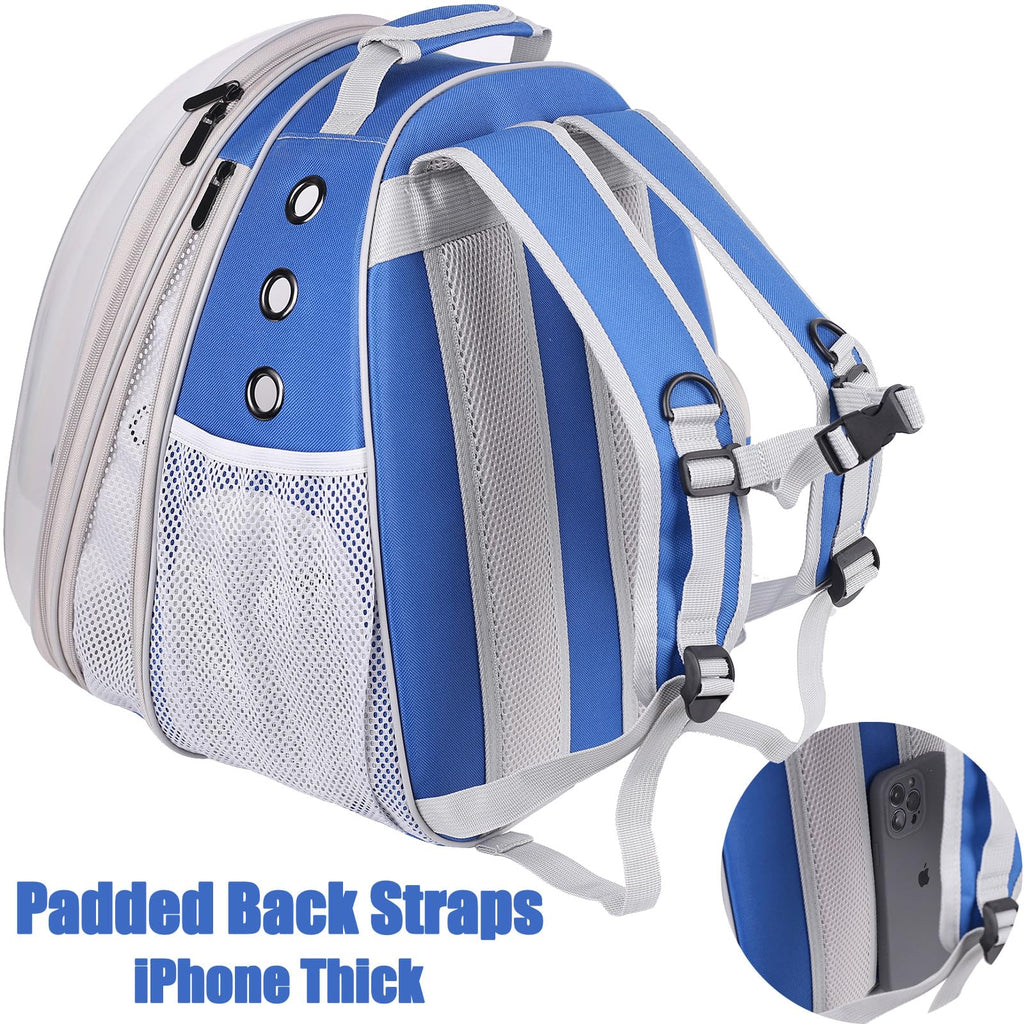 Front Expandable Cat Backpack Carrier, Fit up to 20 lbs, Space Capsule Astronaut Bubble Window Pet Backpack to Carry and Transport Large Cat and Small Puppy Blue