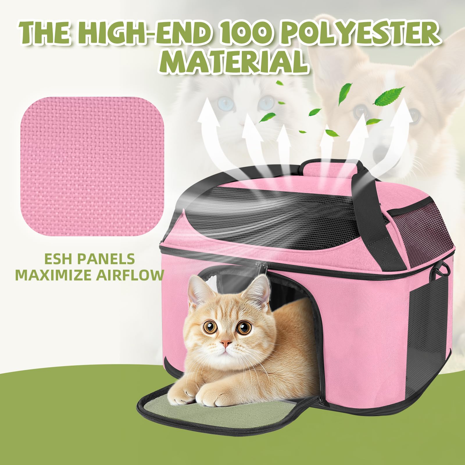 Soft Cat Carrier Up to 20 Lbs, Washable Pet Travel Bag for Kitten Puppy