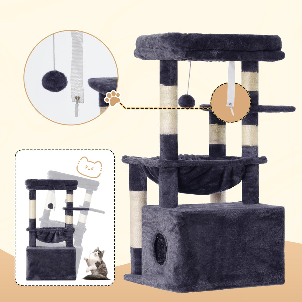 Heybly Cat Tree, Kitten Tower with Large Soft Cat Basket HCT008SG