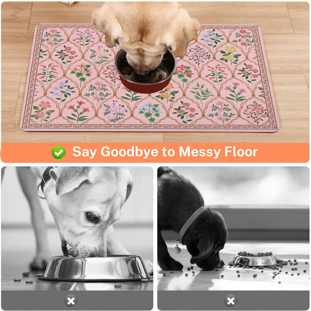 Absorbent Pet Dog Bowl Mat for Food and Water, Pet Cat Food Feeding Mat with Non Slip Rubber Backing, Dog Food Mats for Floors Waterproof, 24"x32"