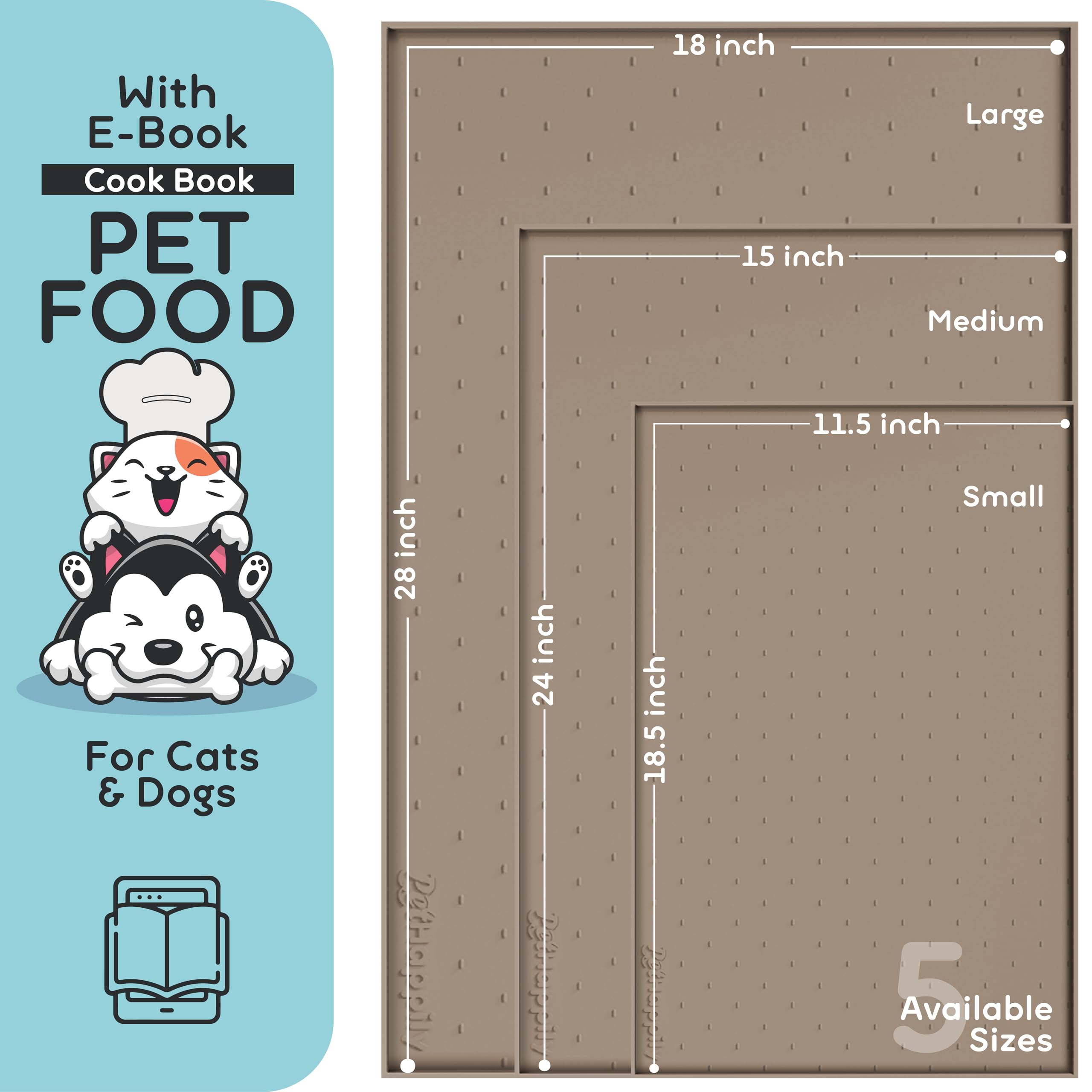 Dog Food Mat - 24x15 Raised Edges Dogs Mat for Food and Water Prevent Spill, Waterproof Cat Food Mats Protect Floors, Easy Clean Dog Bowl Mats for Food and Water, Silicone Pet Feeding Placemats