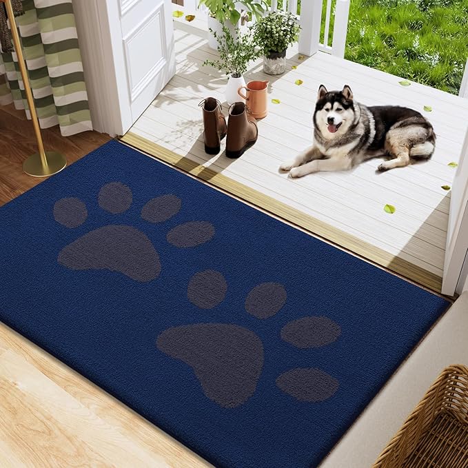 Buganda Dog Door Mat for Muddy Paws 47x24, Absorbent Doormat for Inside — 48.0"l X 30.0"w X 0.6"th