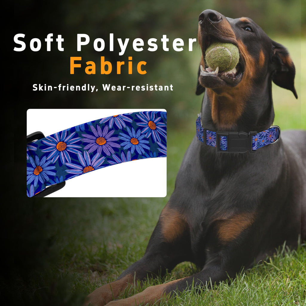 Seyezo Dog Collar, Classical Indian Spirit Boys Girls Puppy Collar for Small Medium Large Dogs, Adjustable Soft Indian Pet Collar with Safety Buckle for Male Females(Purple,L)