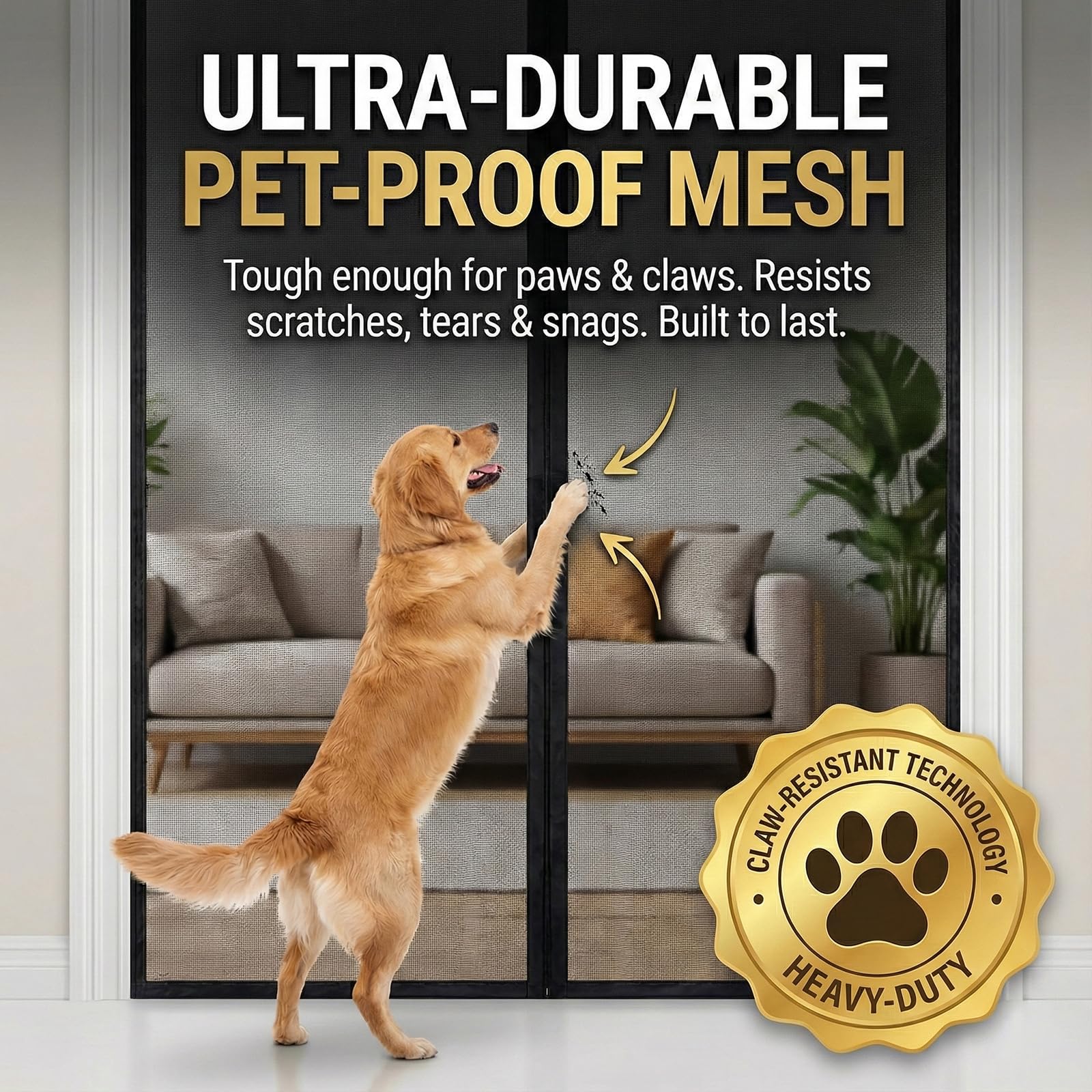 CANLENE Premium Magnetic Screen Door, Heavy-Duty Reinforced Mesh, Ultra-Dense Weave, Smooth Auto-Close, Pets & Kids – Hands-Free, No-Gap Seal