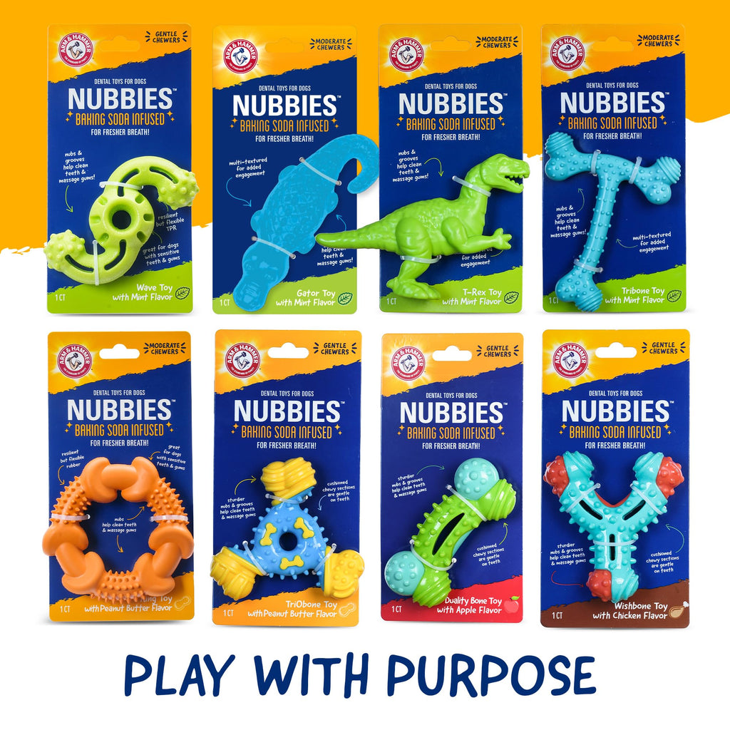 Arm & Hammer Nubbies Duality Bone Dental Dog Chew Toy, Apple Flavor, 24-Pk