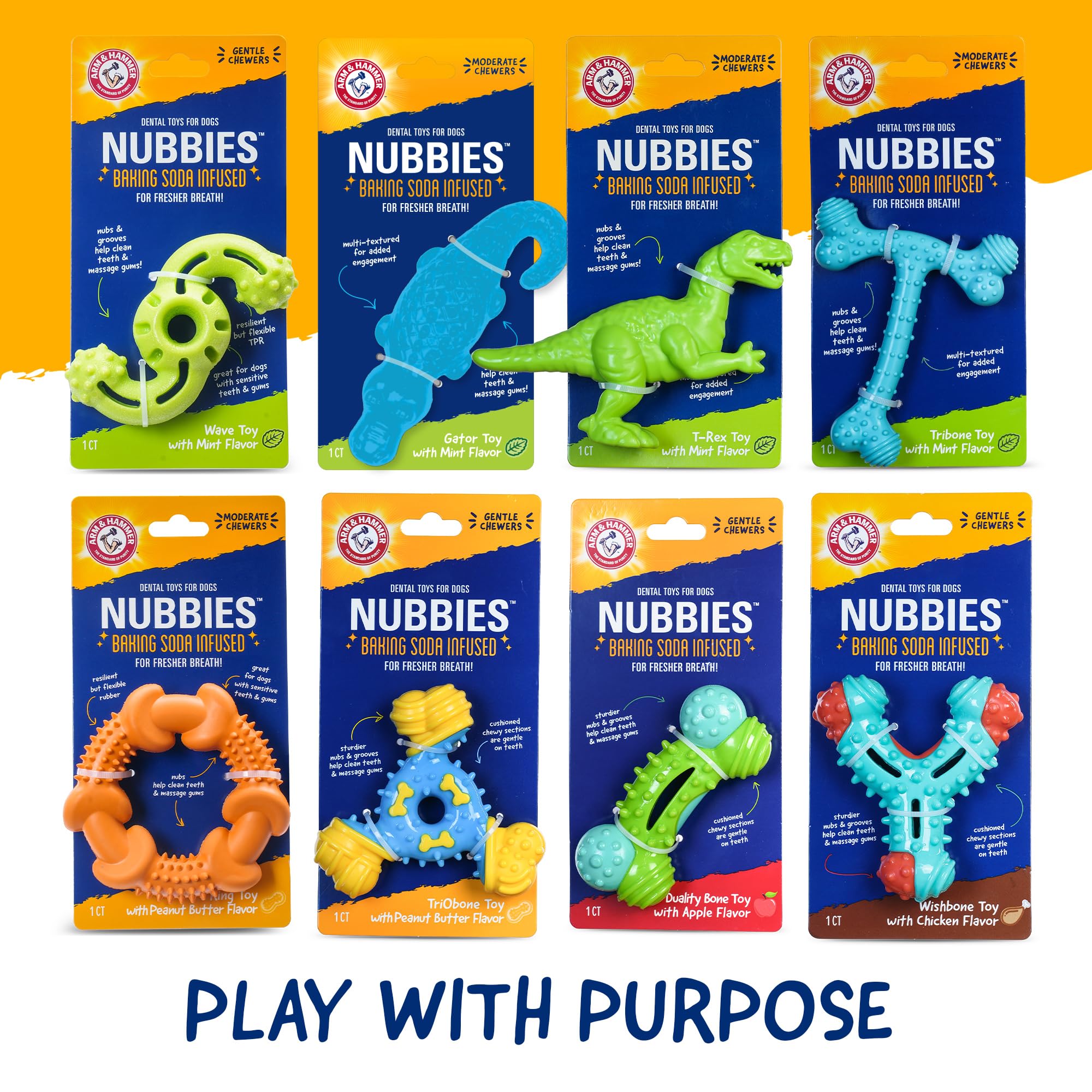Arm & Hammer Nubbies Duality Bone Dental Dog Chew Toy, Apple Flavor, 24-Pk