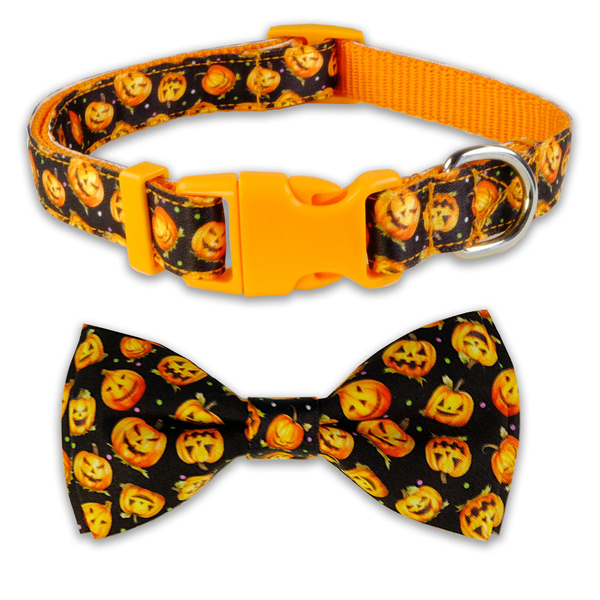 Halloween Dog Bow Tie Collar, Holiday Candy Corn Collar for Large Medium Small Dog Pets Puppies