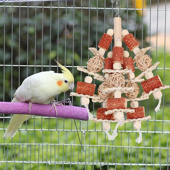 kencunay Bird Toys,Natural Corn Stick Parrot Toys Hanging in Bird Cages