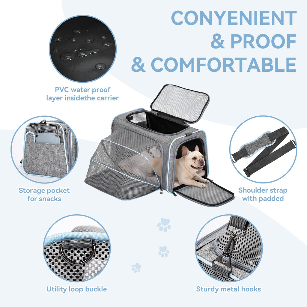 Petsfit Large Expandable Cat Carrier for Travel, Up to 18 lb