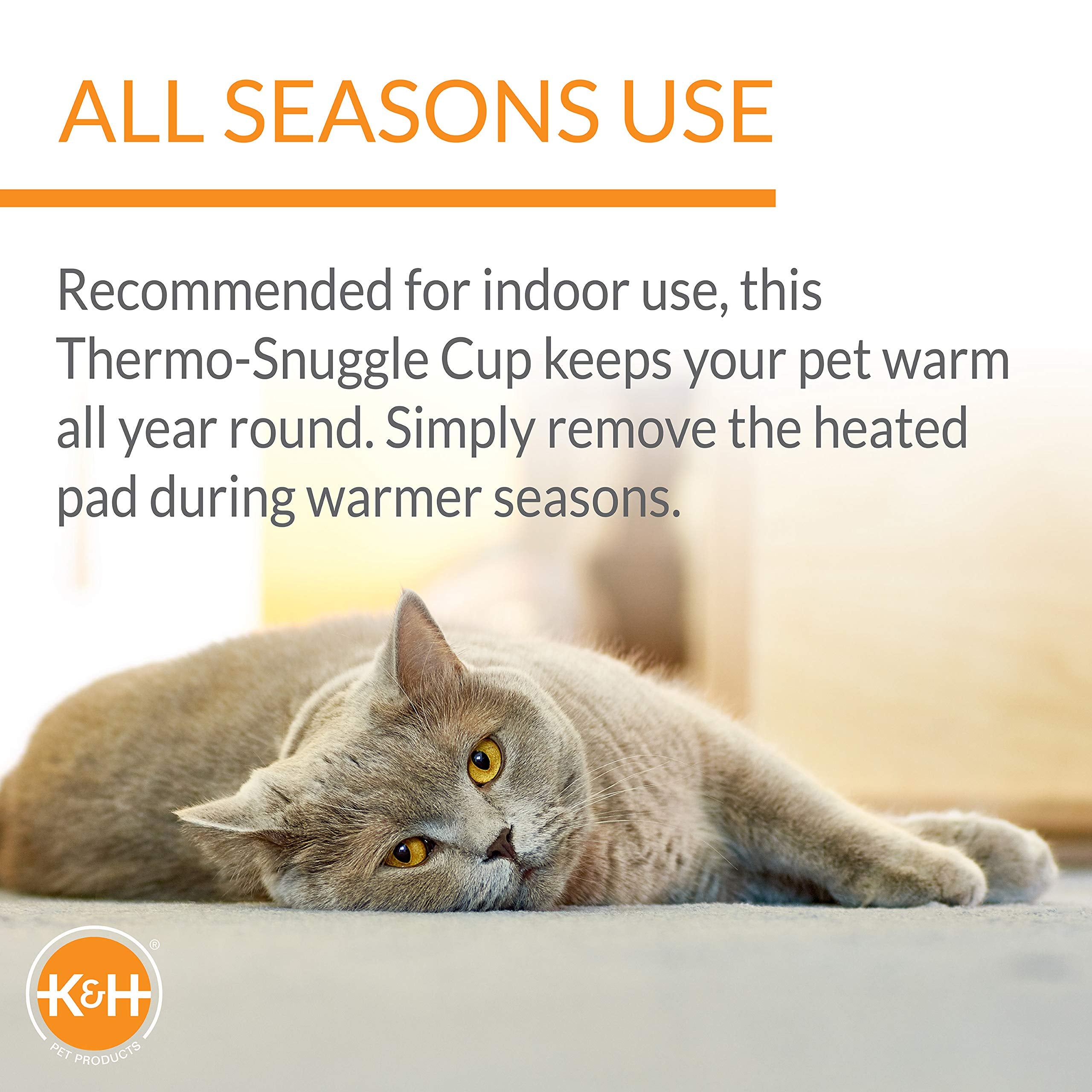 K&H Heated Cat Bed, Thermo-Snuggle Cup Bomber Indoor, Safety Listed, 18x14