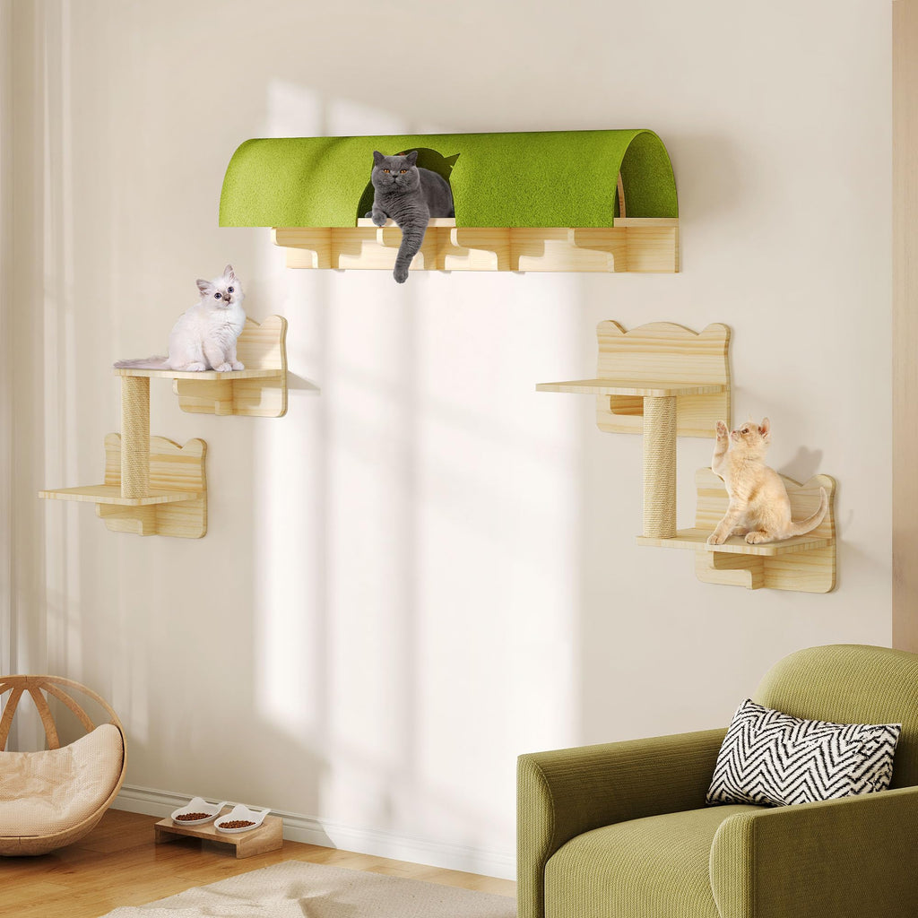 Homiflex Cat Wall Shelves Set, 7-in-1 Cat Wall Furniture with Tunnel