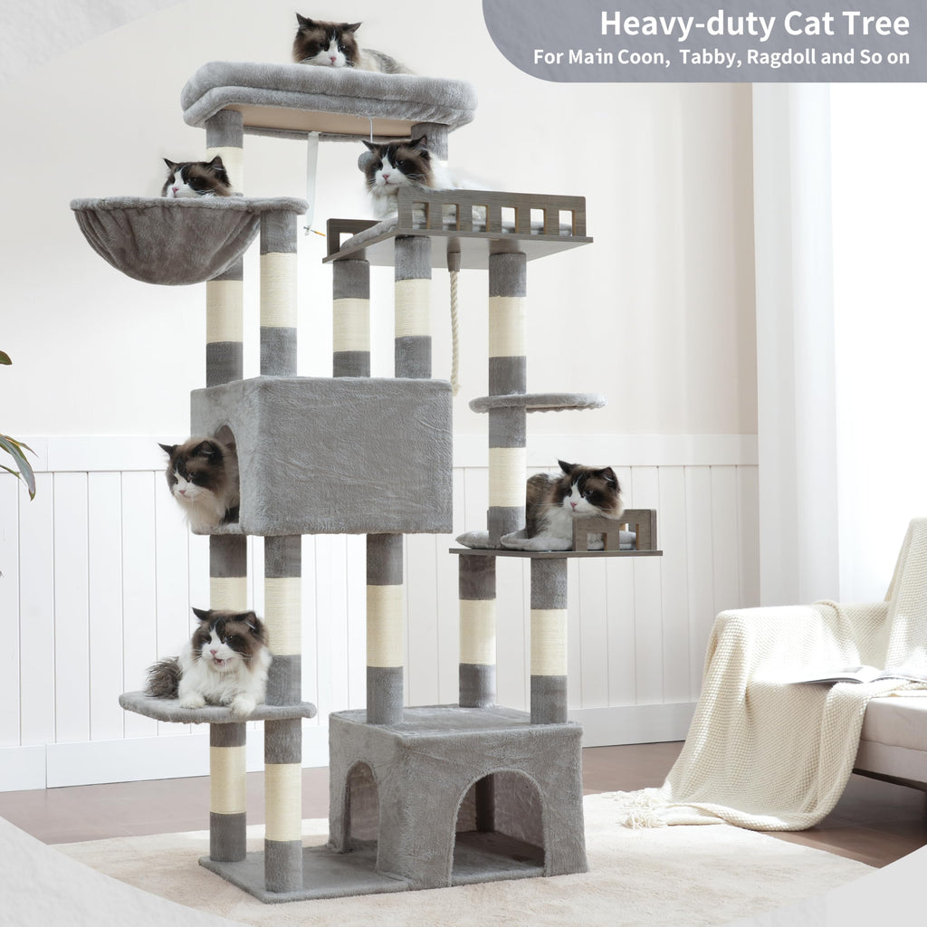 Gitelsnour Maine Coon Cat Tree, Heavy Duty Cat Tower for 20 lbs+, GCT033W