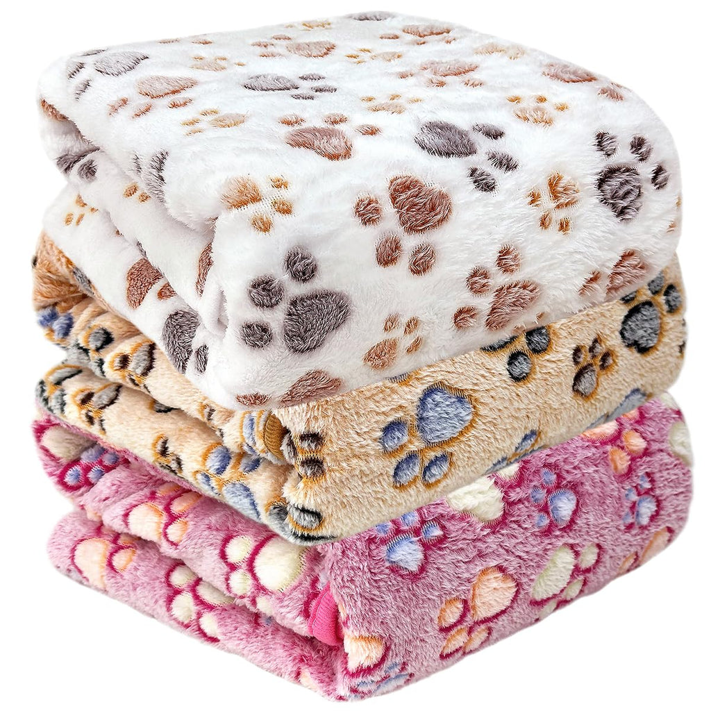 Dog Blankets for Large Dogs, 3 Pcs Dog Blanket Washable, Soft Fluffy Flannel Pet Blanket Mat Cover for Bed Couch, Cute Print Puppy Blanket 60" x 50"
