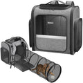 Pawtners Cat Backpack with Play Tunnel, Design for Carrying Playing Grey
