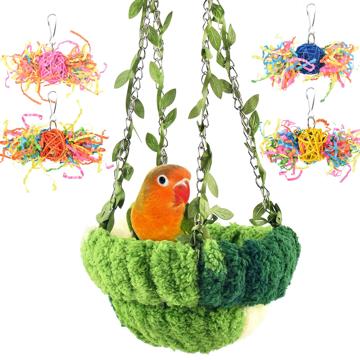 KATUMO Bird Nest, Conure Breeding Bed Parrotlet Snuggle Nest Lovebird Bed Bird Swing Bed for Small Birds, Size Small