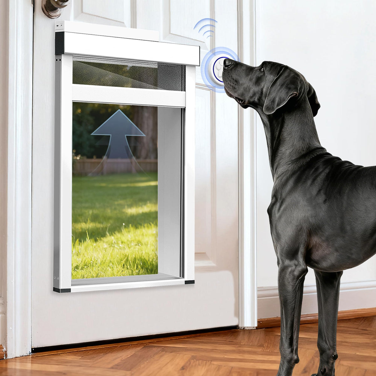 Automatic Dog Door for Door,Smart Dog Door with Doorbell Active,No Collar
