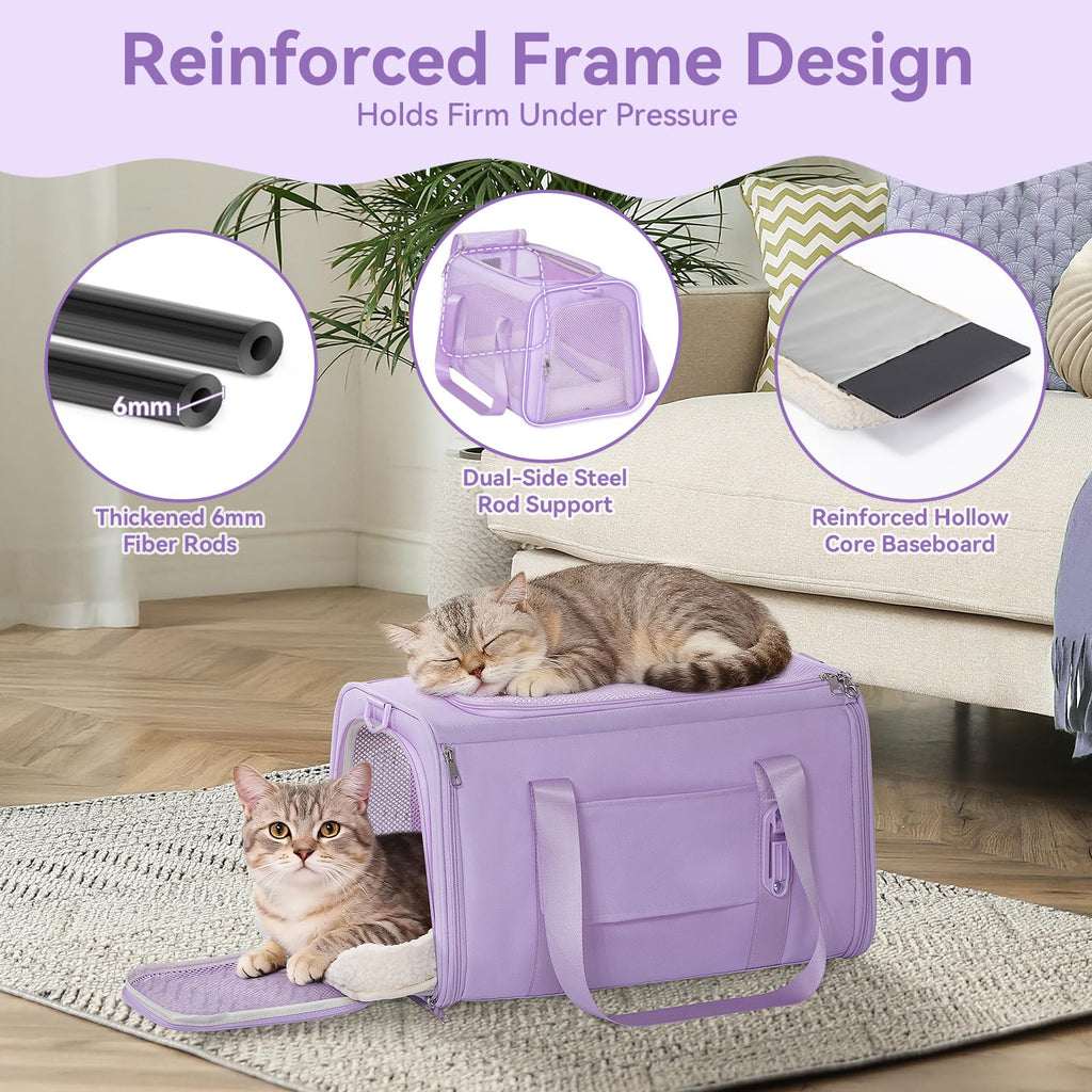 PETSFIT Cat Carrier Soft with Patented Safety Buckles, Safe for Car Travel