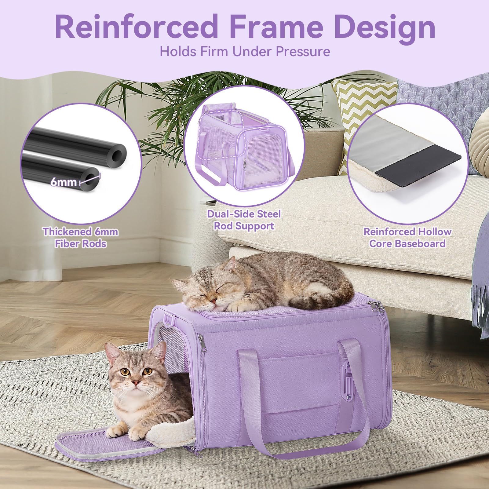 PETSFIT Cat Carrier Soft with Patented Safety Buckles, Safe for Car Travel